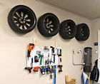 4 Garage Wall Mount Tire Rack Flush Wheel Hangers Weight Bumper Plate Storage