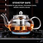 Glass Teapot Stovetop Safe - 20 Oz  Stainless Steel Infuser  Borosilicate Glass
