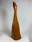 Mid Century Modern Wood Duck Looking Up Vintage 15 3 8 