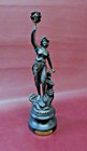 Antique French Spelter Metal Statue Sculpture Figure On Wood Base - L  Industrie