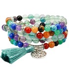 Unisex 108 Buddha Prayer Beads Mala Crystal Bracelet  7 Chakra Healing Ston - 02