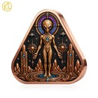 1pc Alien Triangle Copper Coin Embossed Sci-fi Space Souvenir Collectible Gift