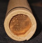 Estate   Unsearched   Wheat Cent Roll With Old Silver Coin   Bu Wheat Tails Ends