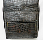 Rodo Vintage Croc Embossed Leather Shoulder Handbag Purse Brown Outside Pockets