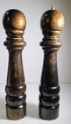Vintage Wooden Salt Shaker And Pepper Grinder Set Tall Wood 14   read 