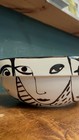 Vtg Signed Wendy Ide Williams Art Gallery Bowl 1992 Abstract Risd Surreal Faces