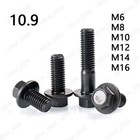 M6 M8 M10 M12 M14 M16 Black Steel Hexagon Flange Bolts Hex Flange Head Screws