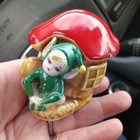 Vintage Pixie Elf Gnome And Mushroom Toothpick Holder  Marked Japan