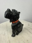 Vintage Cast Iron Scottie Dog Doorstop Black Scottish Terrier Red Collar