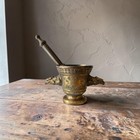 Solid Brass Mortar   Pestle Set Eagle Head Handles Apothecary Pharmacy Decor