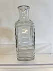 Vintage Clear Glass Decanter Bottle Vase Sunburst Ribbed Panel No Stopper