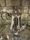 Vintage Silver Plated Footed Tea Set With Tray Teapot  Creamer  Sugar Bowl  Lid