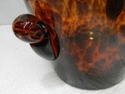 Vintage Tortoise Shell Amber Art Glass Hand Blown Ice Bucket   m92s 