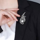 Simple Yet Luxurious Feather Brooch Silver Rhinestone Pearl Alloy Pin For Women