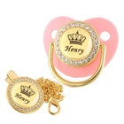 Personalized Crown Name Baby Dummy Pacifier With Chain Clip