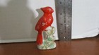 Vintage Very Old Red Cardinal On A Stump Ceramic Figurines 3 5  Tall
