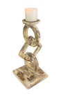 16  Wood Chain Link Candle Holder     Hand Carved Rustic Whitewashed Candle Stand