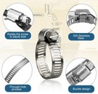 6pcs 6 8 10 12inch Hose Clip 304 Stainless Steel Duct Clamp Worm Gear Hose Clamp