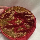 American Girl Red Star Sequin Zip-around Coin Wallet Wristlet Strap One Size