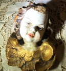 Antique Italian Carved Wood Polychrome Putti   Cherub  santos Wall Hanging Flat