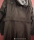 Liz Claiborne Black Hooded Jacket M Checkered Lining D-ring Button Tab