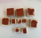 Stampin Up Wood Mounted Rubber Stamps Lot Of 10 Floral Hello Mixed Set