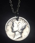Random Date  Mercury Vintage 90  Silver Dime Coin Pendant  Great Gift      