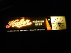 Neat Vintage Huber Beer Hanging Light And Clock Monroe Wisconsin