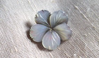 New Hand-carved Pretty Dark Gray Luster Mother Of Pearl Flower Button - 7 8