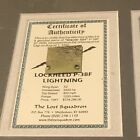 Lockheed P-38f Lightning The Lost Squadron Piece Letter Of Authenticity Rare