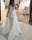 Mermaid Wedding Dress With Detachable Train Strapless Lace Applique Bridal Gown