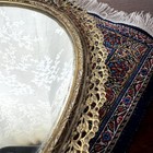 Vintage Ornate Gold Filigree Mirrored Vanity Tray Oval Perfume Tray Velvet Back
