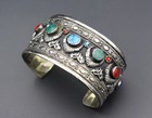 Vintage Afghan Turkmen Colorful Cuff Bracelet  Boho Style Tribal Cuff Bracelet 