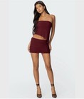 Edikted Burgundy Mini Skirt Women s M Polyester Solid Short Length