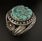 Vintage Navajo Turquoise Sterling Silver Cuff Bracelet Signed Ks