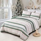 Christmas Quilt Set 3 Pieces Christmas Bedding Coverlet Size Queen Green
