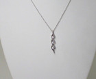925 Silver Three Stone Drop  Pendant Necklace Sterling Silver Cz 18  