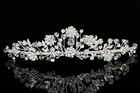 Silver Wedding Floral Bridal Headpiece Rhinestone Crystal Tiara V957