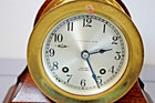 Chelsea Ship s Bell Clock  Brass W  Original Base   Key  Works And Chimes