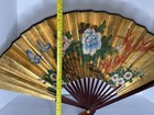 Vintage Floral Hand Painted Folding Oriental Folding Fan Large 27   x15    Plz Read