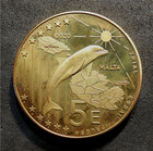 Malta-2004-5 Euro-brass Pattern Coin- Dolphin-only 3 500 Minted-br x-pn9  Gnm 5