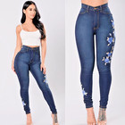 Women s High-waisted Embroidered Jeans  Stretchy Skinny Jeans