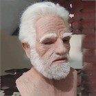 Realistic Halloween Latex Human Wrinkle Face Mask Old Man Full Head Headwear Us