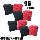 96 Pk Red black Acoustic Foam Panel Wedge Studio Soundproofing Wall Tiles12x12x1