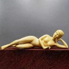 7  Chinese Boxwood Huang-yang Wood Carving Girl Statue