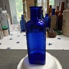 Cobalt Blue  Owl Drug Co Square Medicine Bottle  6 1 4   Beautiful Example