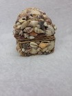 Vintage Folk Art Seashell Jewelry Box Domed Trinket Chest Boho Coastal Decor
