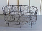 Vtg Primitive Woven Twist Wire  Vegetable Gathering Fruit Basket French 19  Long