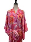 Vtg Natori Kimono Robe Slip Neglig  e Set  Sz L Pink Floral Satin Luxury Designer