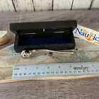Brass Bosun Call Pipe W Chain   Wood Box - Silver Boatswain Whistle Necklace